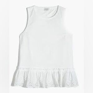 J. Crew White Eyelet Hem Peplum Tank Top Size Medium